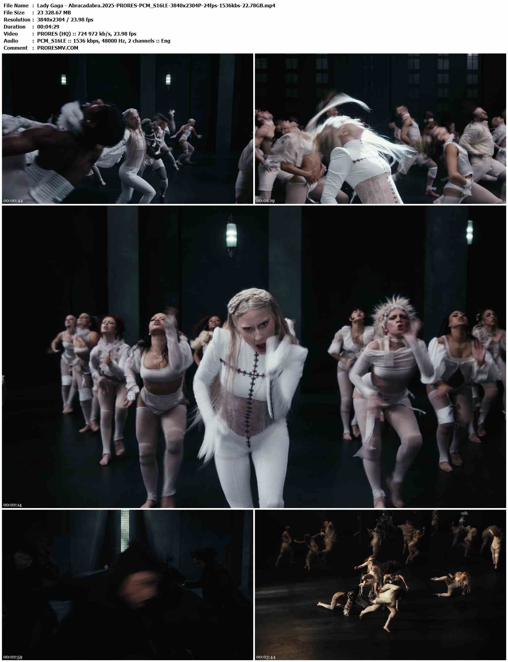 Lady Gaga - Abracadabra.2025-PRORES-PCM_S16LE-3840x2304P-24fps-1536kbs-22.78GB官方MV_高清MV